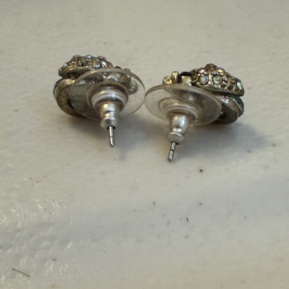 Betsey Johnson Teal and Crystal Ladybug Earrings - Picture 3 of 3
